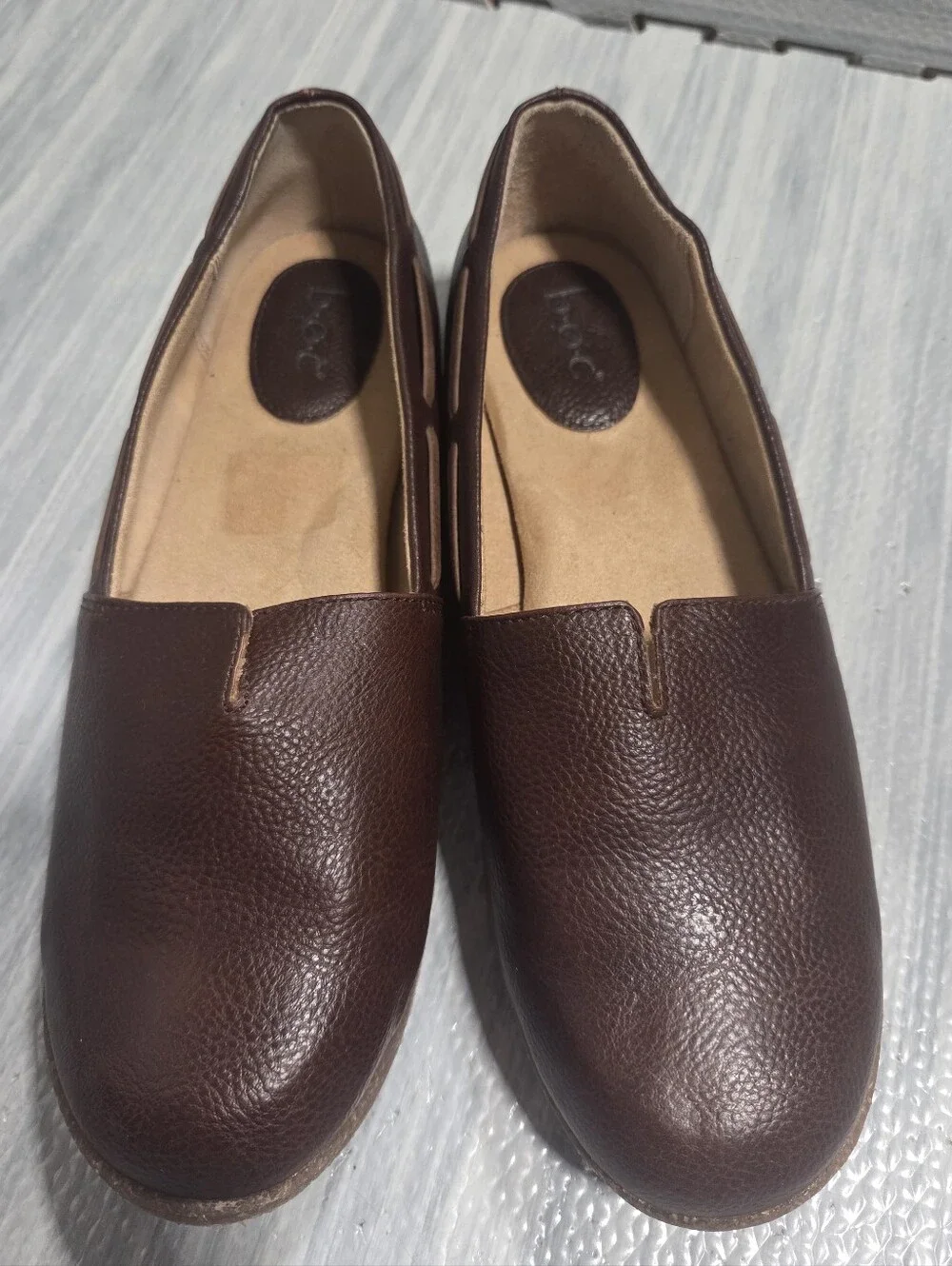 b.o.c. Brown Leather Slip-On Loafers